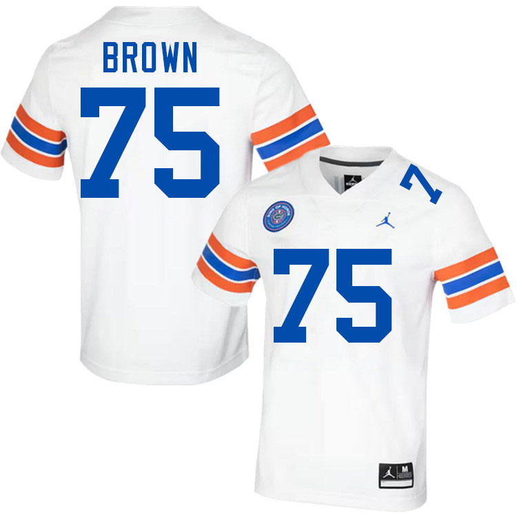 Lomas Brown Florida Jersey,Florida Gators #75 Lomas Brown Jersey Youth Uniforms-Throwback White